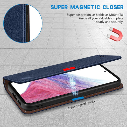 ZZXX Samsung Galaxy A53 5G Wallet Case, RFID Blocking Card Slot, Magnetic Leather Flip Fold Cover