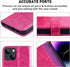 MONASAY Wallet Case for iPhone 15 5G, 6.1-inch, Flip Folio Leather Cover with Credit Card Holder, Hot-Pink [Glass