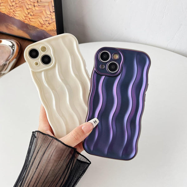 Caseative iPhone 14 Case, Water Ripple Pattern Curly Wave Frame Soft Cover - Red