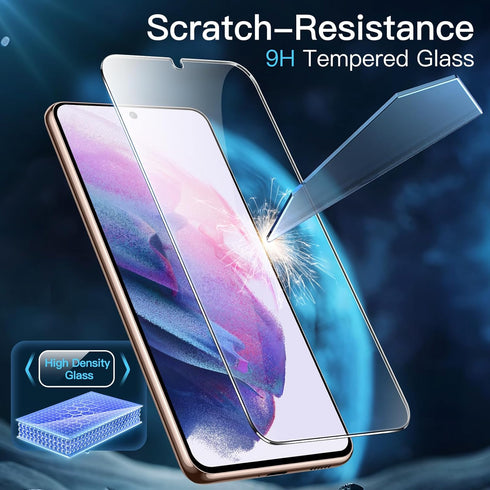 JETech 3-Pack Tempered Glass Screen Protector for Samsung Galaxy S21 5G, 6.2-Inch, HD Clear, Fingerprint ID Compatible.