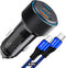 USB C Car Charger 48W, Fast Car Charger Adapter with 60W Type C Fast Charging Cable, Dual USB Port PD30W & QC3.0 18W