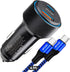 USB C Car Charger 48W, Fast Car Charger Adapter with 60W Type C Fast Charging Cable, Dual USB Port PD30W & QC3.0 18W