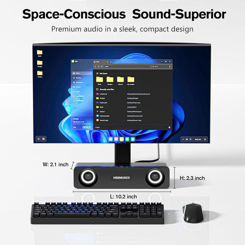 HEGMUXCO 10W 3.5mm Wired Stereo Speaker Compact PC Speakers for Desktop -, USB Powered, Audio Input, Laptop Expertly