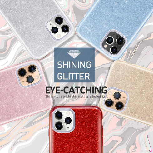 MATEPROX Compatible with iPhone 11 Pro Max Case, Bling Sparkle Cute Girls Women Protective Case (Red)