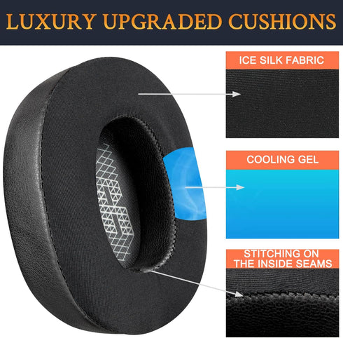 SOULWIT Cooling Gel Replacement Ear Pads for JBL E65 (E65BT E65BTNC)/Live 650 (650NC 650BTNC) Headphones, Black