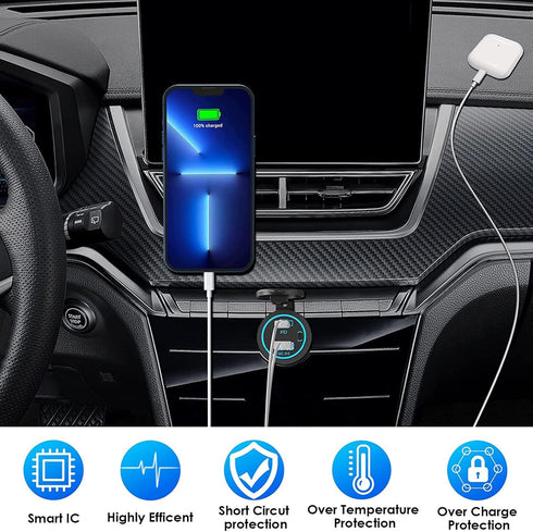 MOTONG Waterproof 12V QC3.0 Power Outlet Charger, QC3.0 USB A & PD Type C Car Socket Power Charger for Car Marine Boat