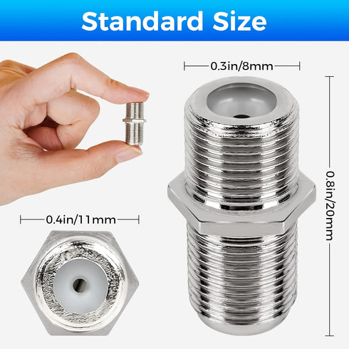 Coaxial Cable Connector 10 Pack RG6 Female to Female Coax Cable Extender F-Type Adapter for TV Cables