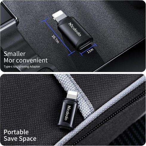 mcdodo USB C to Lightning Adapter 2 Pack, Type C Female to Lightning Male Adapter for Fast Charging