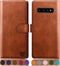 SUANPOT RFID Blocking Leather Wallet Case for Samsung Galaxy S10 6.1", Flip Folio Book Phone Case, Shockproof Cover