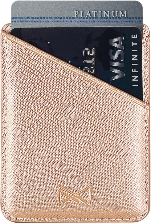 Phone Card Holder, Cell Phone Stick On Glitter PU Leather Sleeve, Credit for iPhone Samsung Most Smartphones