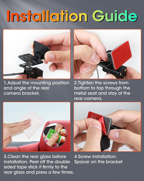 Rear Camera Holder for Dash Cam, Strong Adhesive Rearview Camera Bracket, 180° Adjustment for SUV, Truck