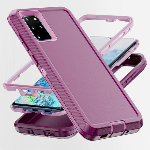 AYMECL Galaxy S20 Plus Case, Military Grade 3 in 1 Full Body Shockproof Dust/Drop Proof Protection Cover, Pink+Wine Red