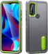 Moto G Play 2023 Case with Kickstand, 3-Layer Military Grade Protective Silicone Shockproof Cover (Gray+Green)