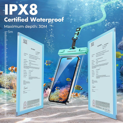 UNBREAKcable Waterproof Phone Pouch, IPX8 Universal Dry Bag with Lanyard for iPhone 14 13 12 11 Pro Max