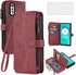 Asuwish Phone Case for LG Velvet 5G, Wallet Cover with Tempered Glass Screen Protector, Leather Flip Card Holder, Red