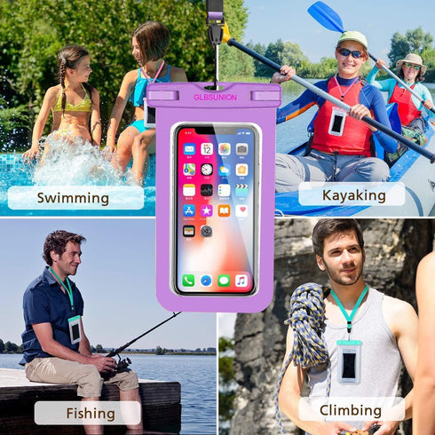 Universal Waterproof Case - 2-Pack IPX8 Phone Lanyard Pouch Dry Bag for iPhone 15 14 13 12 11 Pro Max Plus
