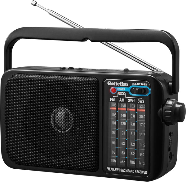 Gelielim Radio Portable AM FM with Bluetooth - Loud Speaker, Plug in Wall or Battery Powered, Great Gifts for Seniors