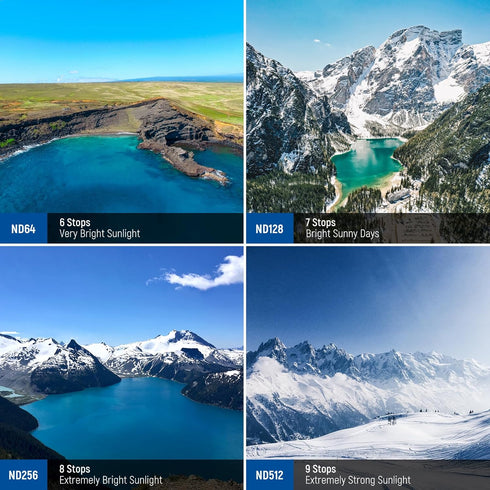 NEEWER Variable ND Filter Set for DJI Mini 4 Pro, 4 Pack ND2-ND32 (1-5 Stops)/ND64-ND512 (6-9 Stops) Multi Coated