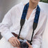 Padwa Lifestyle Velvet Camera Strap, 2" Wide Full Grain Cowhide Head, Soft Velvet Straps for Photographers, Dark Navy