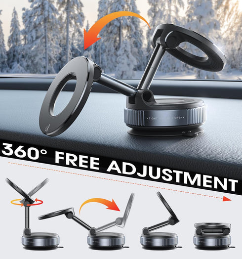 REOKILY 2026 360 110LBS Upgraded Suction Cup Phone Mount Nano Gel Vacuum Magnetic Car Phone Holders for Your Car