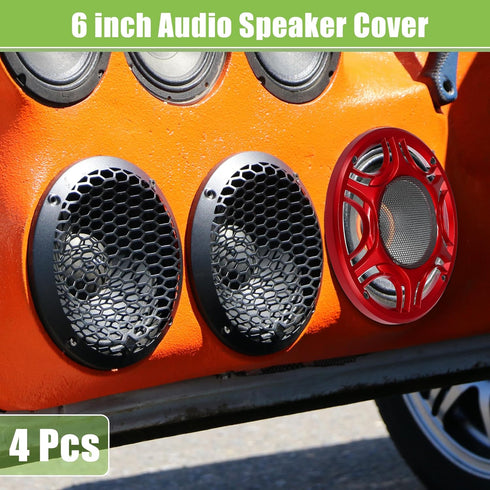 ACROPIX Universal 6" Car Speaker Grills Cover Mesh Round 6 Inch Audio Speaker Subwoofer Guard Protector Case with Mounting Screws Iron Red - Pack of 4 by ACROPIX