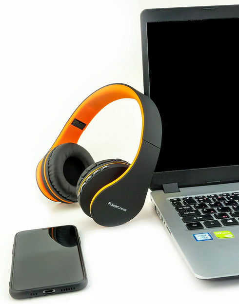 PowerLocus Wireless Bluetooth Over-Ear Headphones, Foldable Wired Headsets with Built-in Microphone for iPhone,