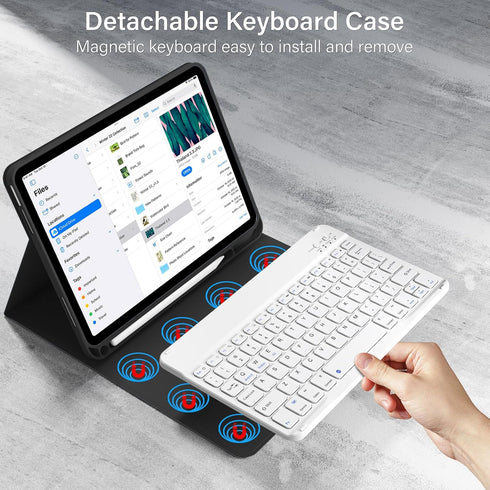 Keyboard Case for iPad 10th Generation 2022, 10.9 Inch with Pencil Holder, Magnetic Detachable Wireless Bluetooth