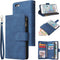 UEEBAI Wallet Case for iPhone 6/iPhone 6S - PU Leather Magnetic Closure Handbag with Zipper Pocket, Blue