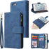 UEEBAI Wallet Case for iPhone 6/iPhone 6S - PU Leather Magnetic Closure Handbag with Zipper Pocket, Blue