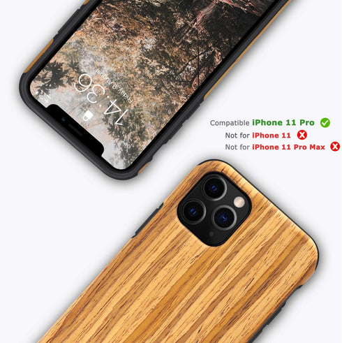 Tasikar Compatible with iPhone 11 Pro Case, Easy Grip Wood Grain Design (Teak)