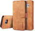 UEEBAI PU Leather Case for Samsung Galaxy S7 Edge, Vintage Retro Wallet Flip Cover, Brown