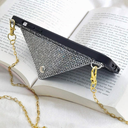 Omorro Glitter Diamond Sequins Wallet Case with Shiny Crossbody Chain for iPhone 12 Pro Max