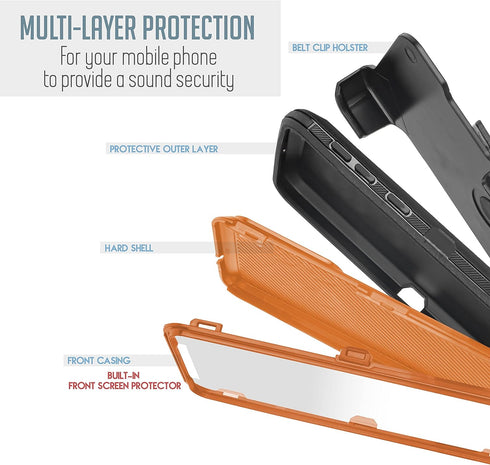 Designed for Samsung Galaxy A03S Shockproof Holster Case, Tough Rubber Rugged Hybrid with Built-in Screen Protector