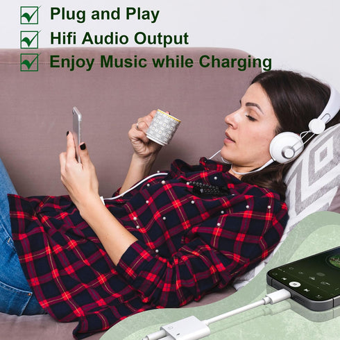 Apple MFi Certified 2 Pack Lightning to 3.5mm Headphone Jack Adapter, Aux Audio & Charger Dongle for iPhone 14-7.