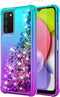 Gradient Quicksand Glitter Phone Case for Samsung Galaxy A03S, Durable Girls Cute Case with HD Screen Protector,