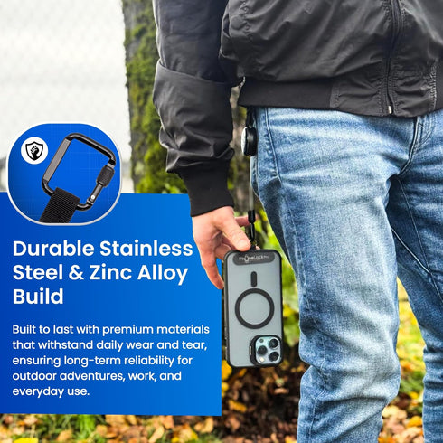 PhoneLockPro Retractable Anti-Theft Phone Holder with Belt Clip Durable Stainless Steel and Zinc Alloy Perfect
