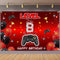 Level 8 Unlocked Backdrop Banner Decorations - Video Game Happy 8th Birthday for Boys Kids
