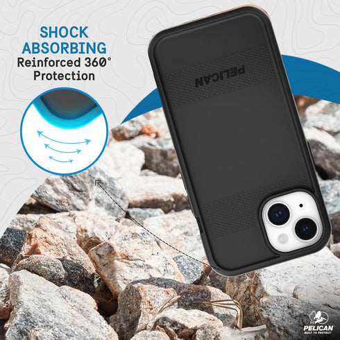 Pelican Protector Series iPhone 15 Case, 6.1" Black Magnetic Phone Case with Anti-Scratch Technology and Drop Protection