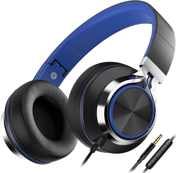 AILIHEN C8 Wired On-Ear Headphones with Microphone, Volume Control, Foldable Design for Smartphones, Laptops, Tablets