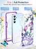 LeYi Dual Layer Cute Flower Pattern Case for Samsung Galaxy A15-5G with Glass Screen Protector, Rugged Shockproof -