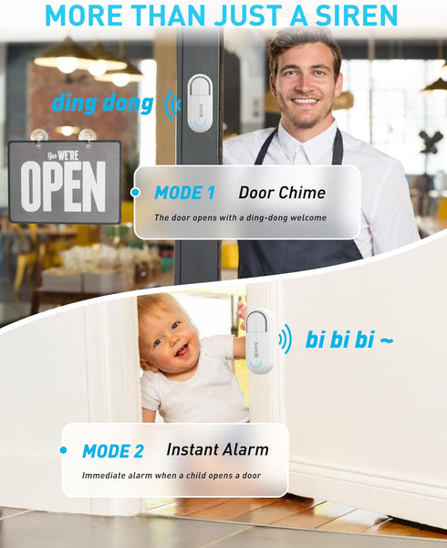 SanJie Door Alarm for Kids Safety with Remote, Door Open Alarm for Home /Dementia Patients/Pool(0-120 Db Volume Ajustable 4 Working Modes), Door Alert Sensor when Open