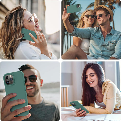 OTOFLY iPhone 14 Pro Case, Silicone Shockproof Slim Thin Phone Case, 6.1 inch, Pine Green