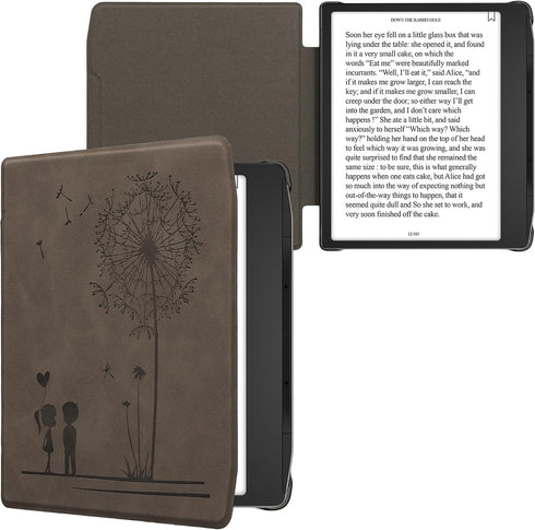 kwmobile Stylish Grey Dandelion eReader Case for Pocketbook Era - Slim & Durable