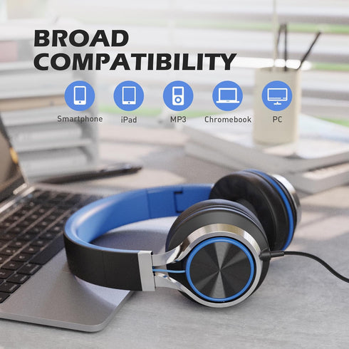 AILIHEN C8 Wired On-Ear Headphones with Microphone, Volume Control, Foldable Design for Smartphones, Laptops, Tablets