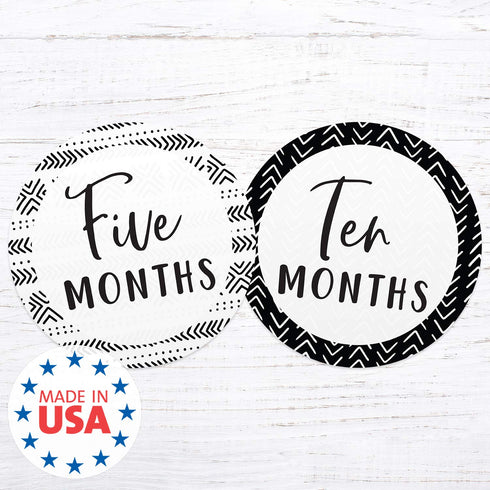 Baby Milestone Signs, Black and White Monthly Milestones, Geometric Infant Photo Prop for Newborns
