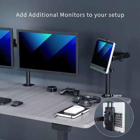 VIVO Universal Tablet Desk Mount, Single Arm Adapter for 2-in-1 Laptops, Holds up to 15.6 inch Monitors