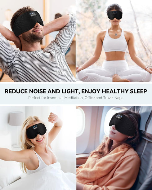 MUSICOZY Sleep Headphones Masks - Bluetooth Sleep Eye Mask for Sleeping with Speakers, Wireless Music Mask for Side