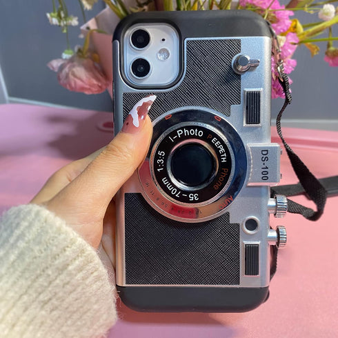 New Emily in Paris Phone Case, Vintage Camera Design for iPhone 11/12/13 Pro Max with Lanyard