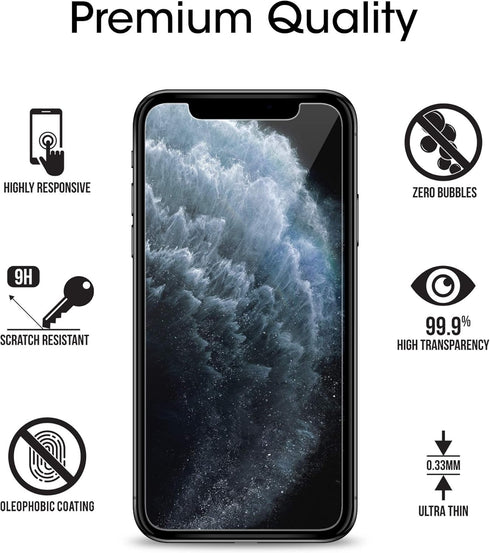 amFilm Tempered Glass Screen Protector for iPhone 11 Pro, XS/X - 3 Pack with Easy Installation Tray