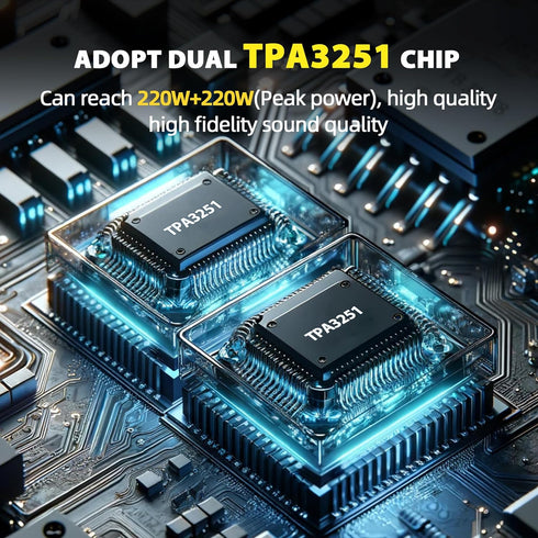 T220HS 220W+220W Power Amplifier Board, 2.0 Channel Audio Power Module with Subwoofer, Treble and Bass Control